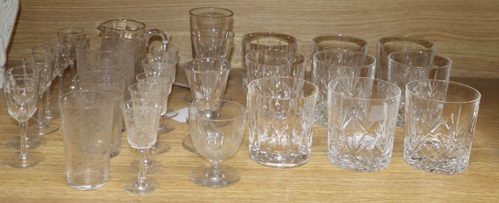A small collection of miscellaneous table glassware
